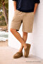 Men's Relax Fit Casual Cargo Pocket Beige Linen Shorts - 4