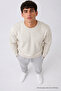 Men's Basic Long Loose Cream Knit Sweater - 4