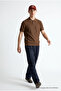 Men's Premium Comfort Textured Brown Polo Neck T-Shirt - 2