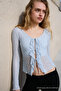 Women's Casual Tie-Dye Blue Long Sleeve Blouse - 4
