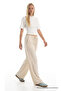 Women's Elastic Waist Summer Comfortable Ecru Linen Trousers - 3