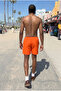 Men's Lined Comfortable Zipper Pocket Orange Swim Shorts - 6
