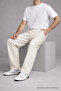 Men's White Linen Trousers with Elastic Waist and Wide Legs - 4