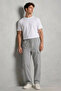 Men's Gray Cargo Linen Trousers with Elastic Waist - 3
