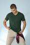Men's Straight Fit Khaki V-Neck T-Shirt - 5
