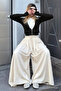 Women's Summer Wide-Leg Ecru Palazzo Pants - 3