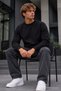 Men's Long Sleeve Black Knitwear Winter Sweater - 6