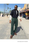 Men's High Waist Casual Elastic Khaki Linen Trousers - 5