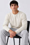 Men's Basic Long Loose Cream Knit Sweater - 6