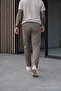 Men's Relax Fit High Waist Pleated Brown Fabric Trousers - 6