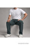 Men's Elastic Waist Loose Leg Khaki Linen Trousers - 5