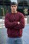 Men's 95% Cotton Anti-Pilling Burgundy Knit Sweater - 2