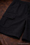 Men's Stylish Trendy Black Linen Shorts with Loose Cargo Pockets - 5