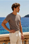 Men's Soft Comfort Fit Loose Brown Cotton T-Shirt - 5