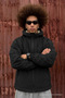 Men's Black Plush Lined Raincoat & Windbreaker with Pockets