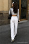 Women's Low Waist Premium Loose White Linen Trousers - 6