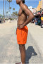 Men's Lined Comfortable Zipper Pocket Orange Swim Shorts - 5