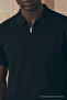 Men's Classic Zippered Black Polo Collar T-Shirt - 5