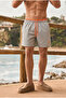 Men's Loose Lined Zippered Trendy Gray Swim Shorts - 4