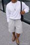 Men's Summer Cargo Pocket Regular Gray Linen Shorts