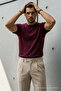 Men's Premium Viscose Burgundy Loose T-Shirt - 3