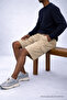 Men's Casual Summer Beige Linen Shorts with Cargo Pockets - 6