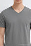 Men's Casual Comfortable Smoked V-Neck T-Shirt - 5