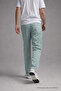 Men's Elastic Waist Loose-Fit Light Green Linen Trousers - 6