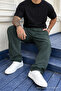 Men's High Waist Elastic Khaki Linen Trousers - 5