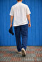 Men's Trend Premium Loose Navy Blue Linen Trousers - 6