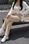 Women's Premium Jogger Relax Fit Summer Beige Linen Trousers - 5