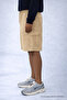 Men's Casual Summer Beige Linen Shorts with Cargo Pockets - 3