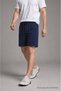 Men's Cotton Basic Navy Blue Shorts with Elastic Waist and Pockets - 4
