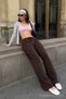 Women's Trend High Waist Coffee Palazzo Pants - 3