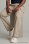 Men's Classic Cream Cargo Linen Trousers - 6