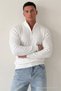 Men's Winter High Collar White Knit Sweater - 3
