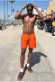 Men's Lined Comfortable Zipper Pocket Orange Swim Shorts - 4
