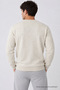 Men's Basic Long Loose Cream Knit Sweater - 5