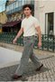 Men's Textured Cotton Trendy Loose Cream Polo Neck T-Shirt - 2