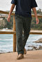 Men's Relax Fit Summer Loose Khaki Linen Trousers - 2