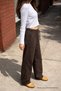 Women's Relax Fit Summer Loose Brown Linen Trousers - 3