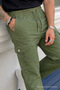Men's Khaki Loose Linen Trousers with Cargo Pockets - 6