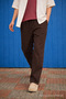 Men's Trend Premium Loose Dark Brown Linen Trousers - 2