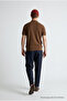 Men's Premium Comfort Textured Brown Polo Neck T-Shirt - 5