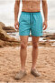 Men's Trendy Summer Turquoise Swim Shorts with Elastic Waist - 6