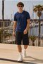 Men's Trend Crew Neck Comfortable Basic Navy Blue T-Shirt - 3