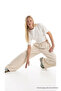 Women's Elastic Waist Summer Comfortable Ecru Linen Trousers - 6