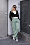 Women's Summer Regular Wide-Leg Light Green Linen Trousers - 3