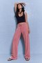 Women's Pleated Pink Palazzo Fabric Trousers - 5