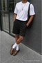 Men's Premium Jogger Relax Fit Black Short Combed Cotton Shorts - 3
